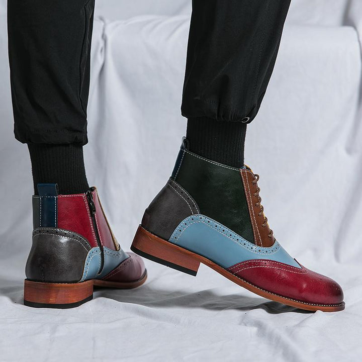 Bottines en cuir élégantes pour femmes avec un design coloré