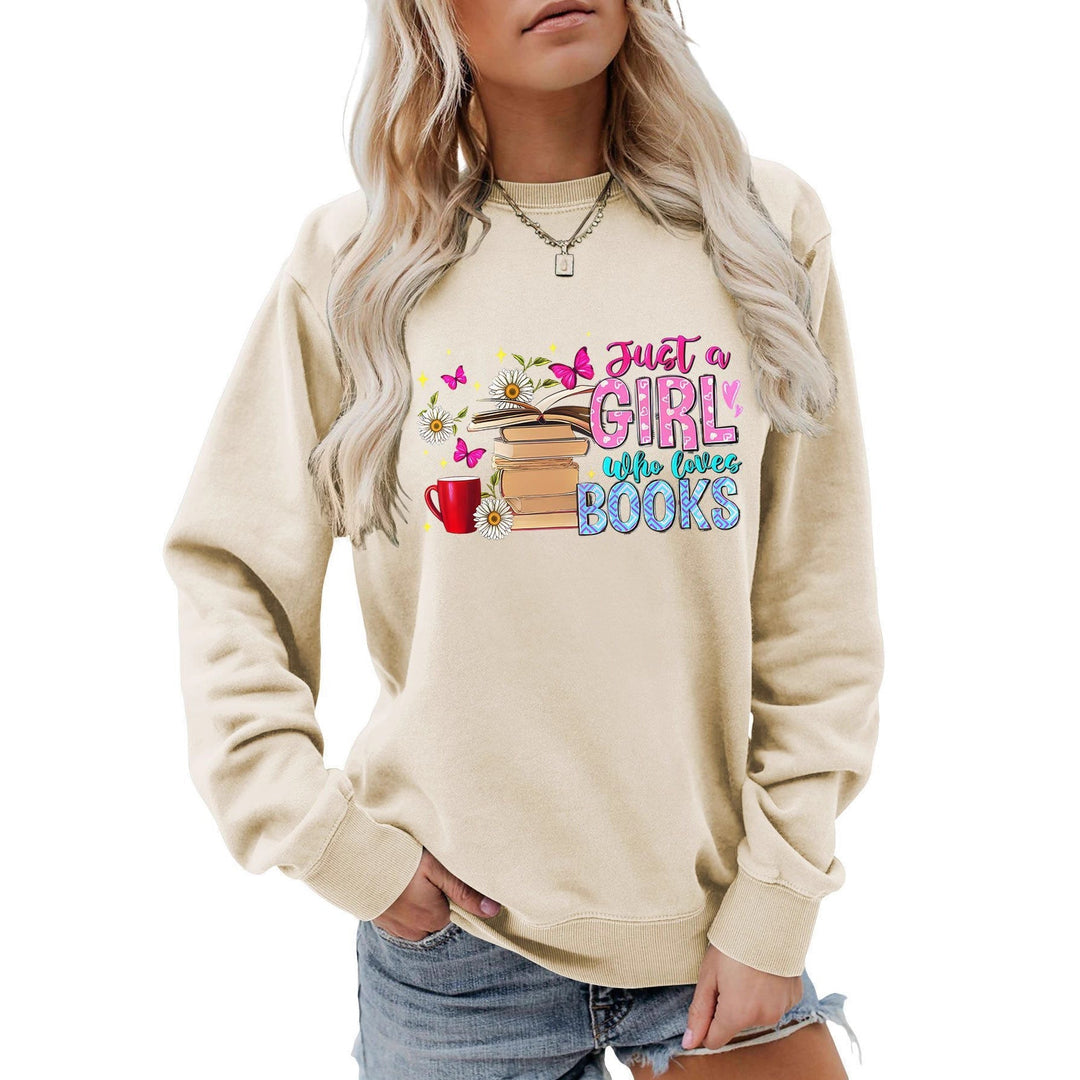 Sweatshirt pour femmes avec motif de livre accrocheur et coupe décontractée