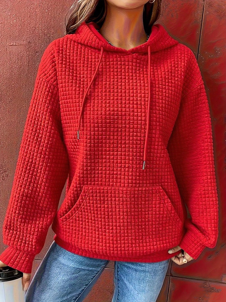 Sweat à capuche pour femmes en motif gaufré structuré avec poches latérales