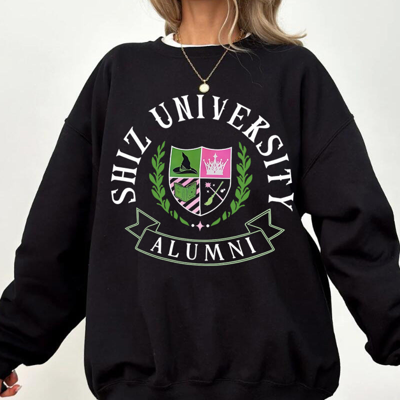 Sweatshirt Oversized Femme avec Emblème Universitaire et Coupe Décontractée