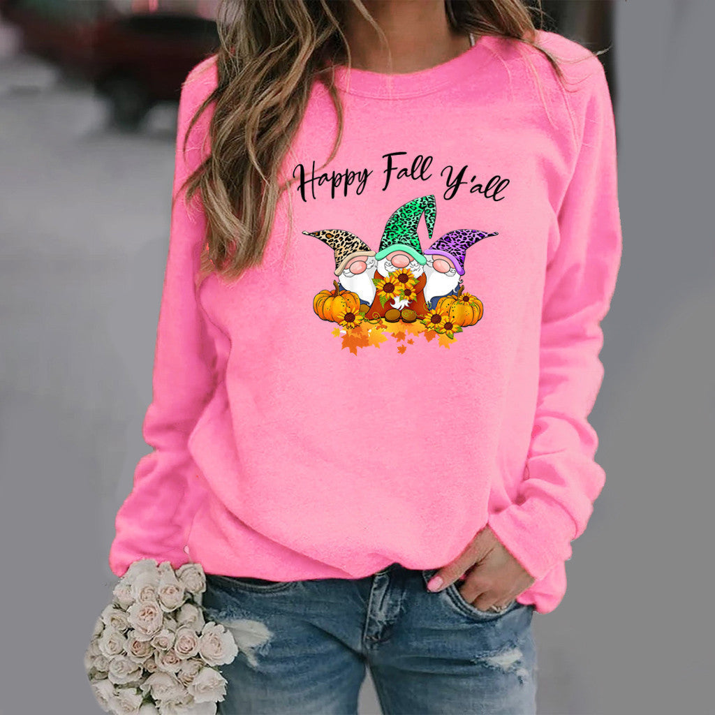 Sweatshirt pour femmes avec motif d'automne et coupe confortable