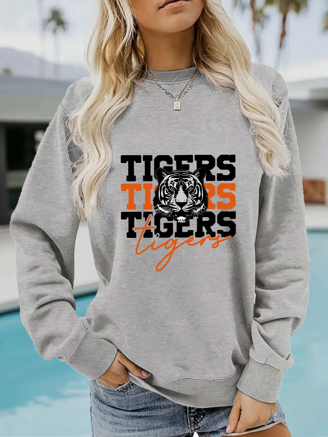 Sweatshirt pour femmes avec design animaliste de tigre et coupe décontractée