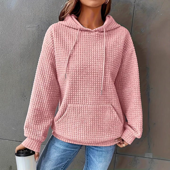 Sweat à capuche pour femmes en motif gaufré structuré avec poches latérales