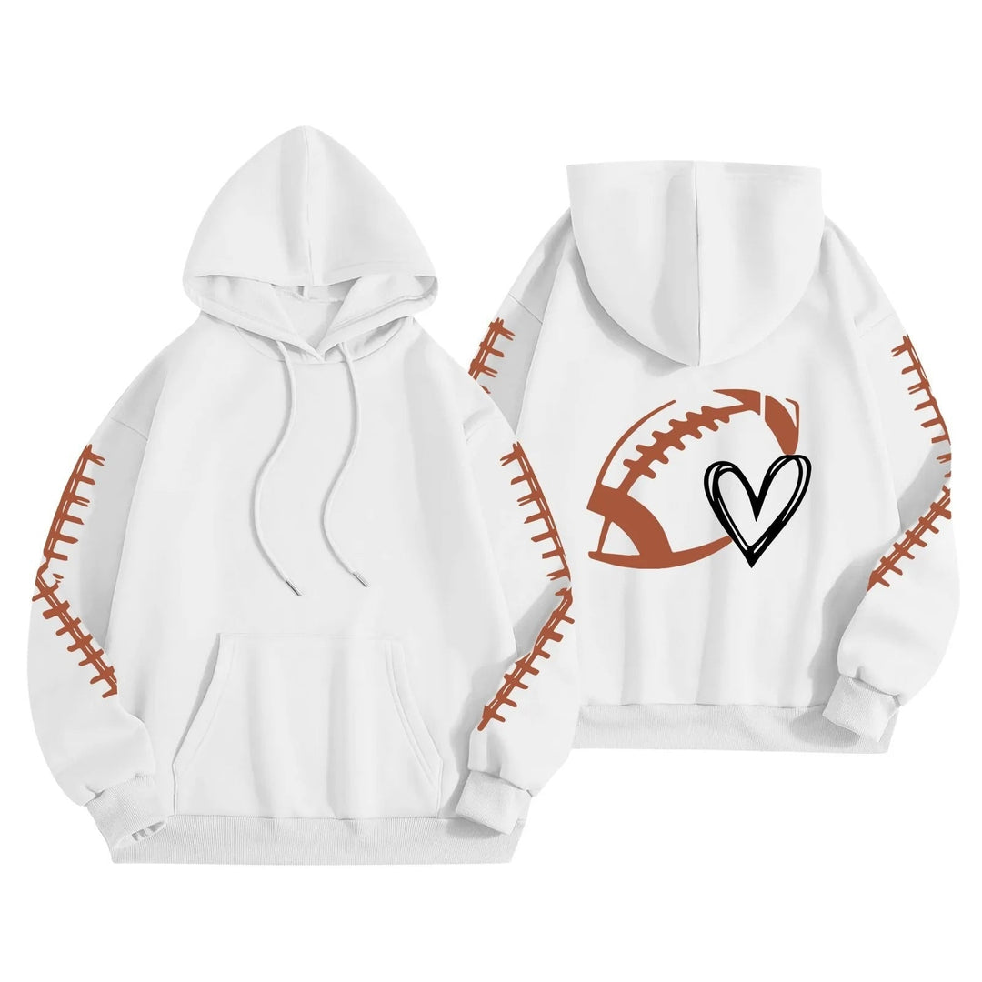 Sweat à capuche pour femmes avec motif football créatif et coupe décontractée