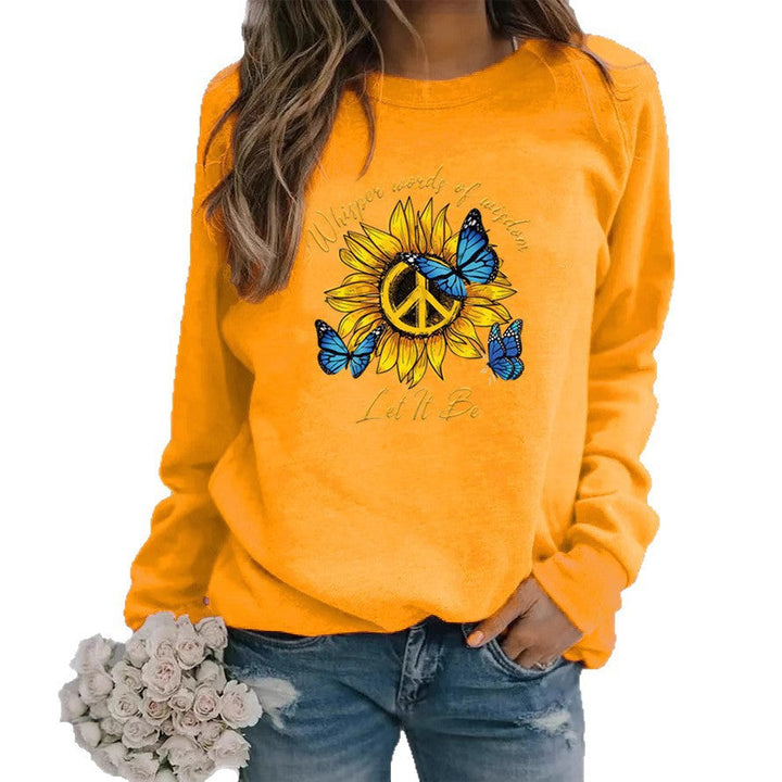 Sweatshirt pour femmes avec design artistique de tournesols et de papillons