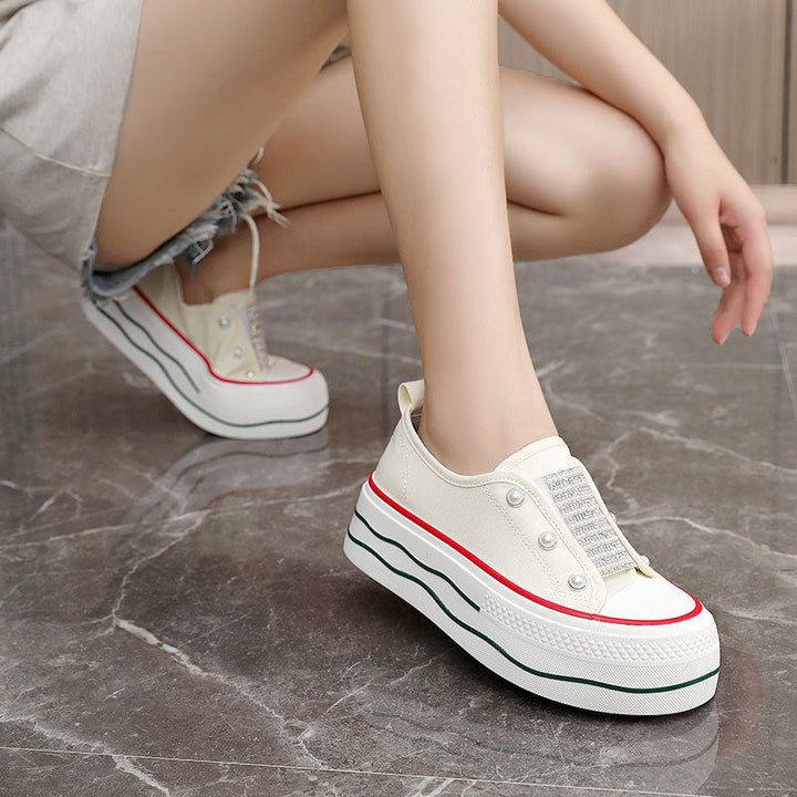 Baskets Slip-On tendance pour femmes avec appliques scintillantes