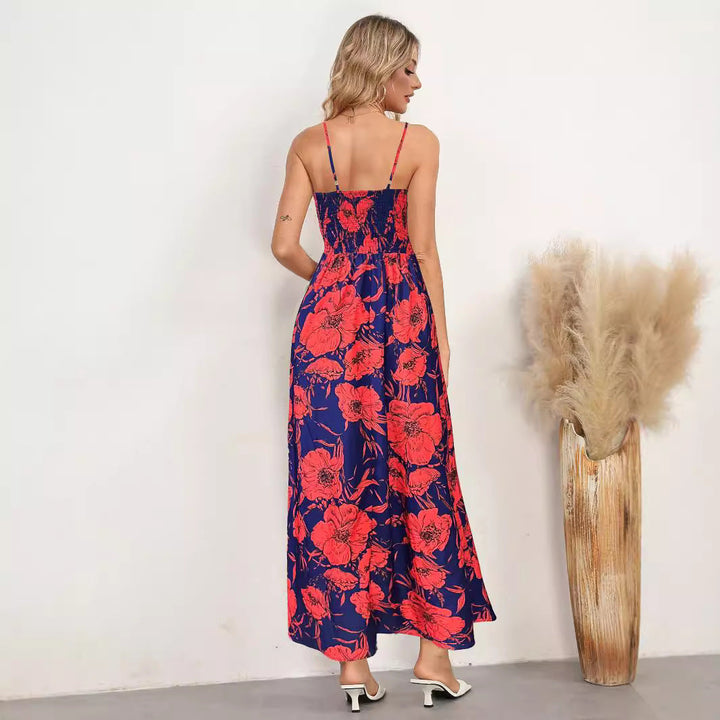 Emma - Robe maxi fleurie à bretelles spaghetti