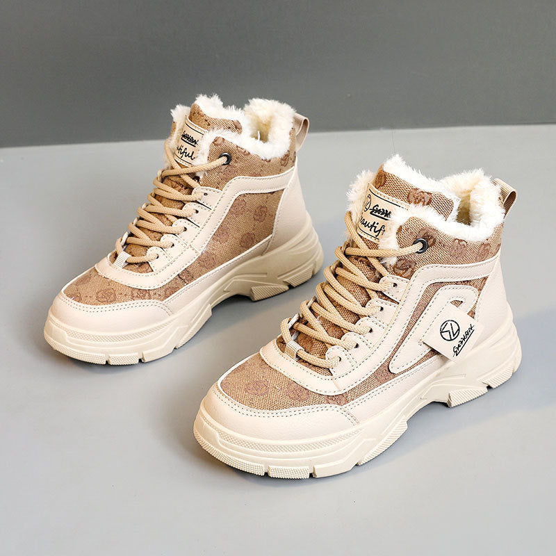 Bottes d'hiver pour femmes avec doublure en polaire douce et semelle antidérapante
