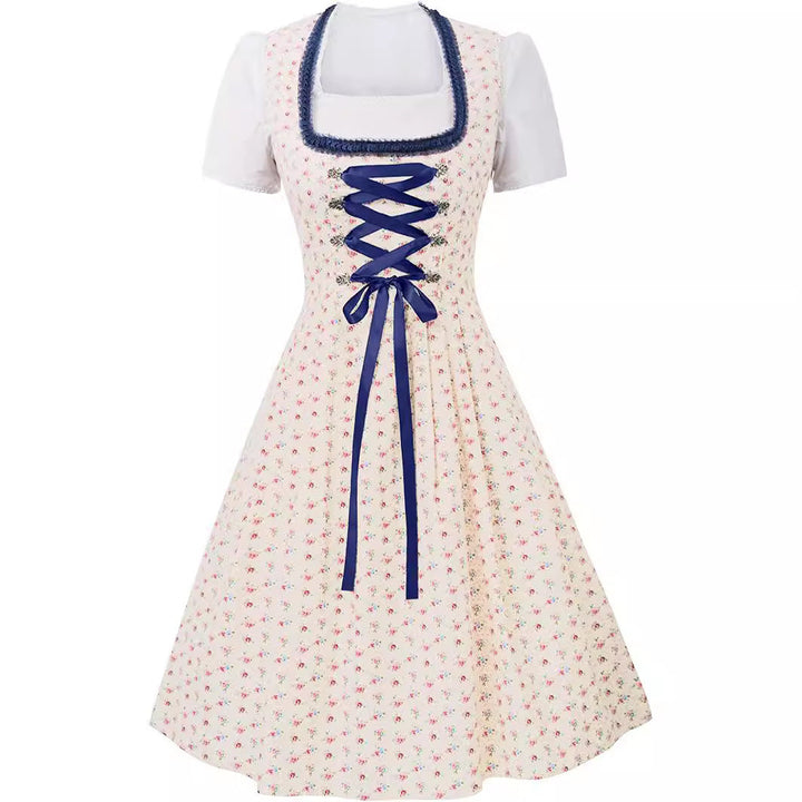 Robe Dirndl Midi Élégante pour Femmes Oktoberfest