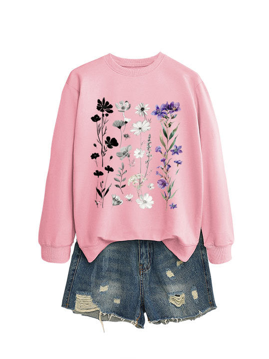 Sweat-shirt pour femmes avec design graphique floral et doublure douce