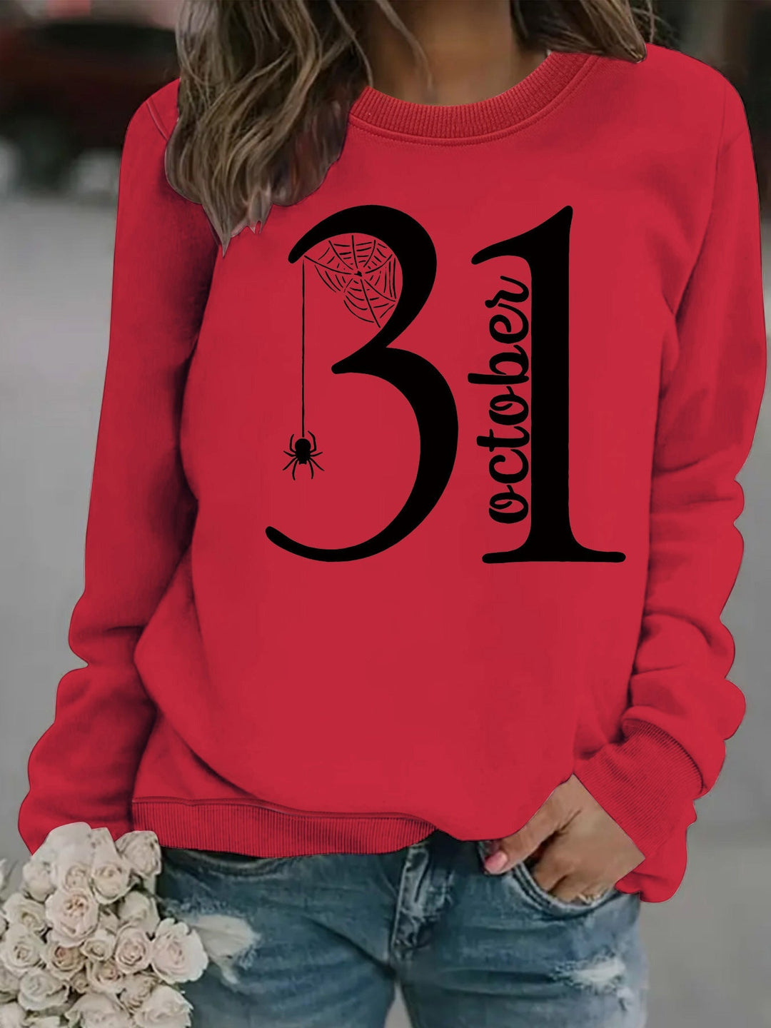 Sweatshirt pour femmes avec motif Halloween créatif et coupe confortable