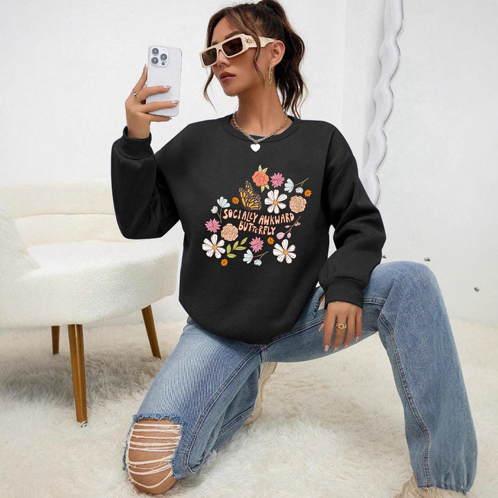 Sweatshirt pour femmes avec design floral créatif et impression inspirante