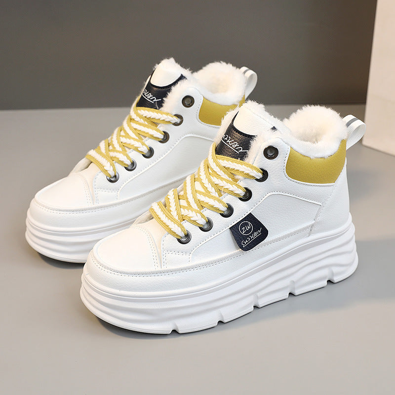 Baskets montantes d'hiver pour femmes avec doublure en fleece luxueux