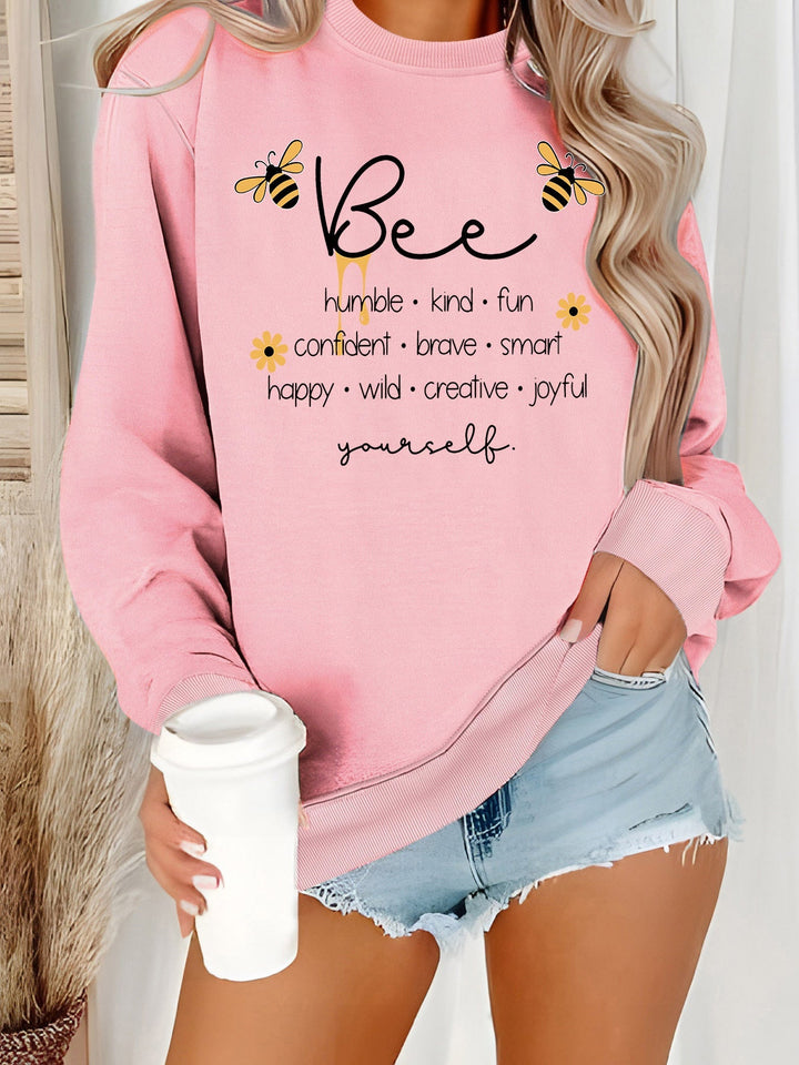 Sweat-shirt pour femmes avec un motif de abeille inspirant et des affirmations positives