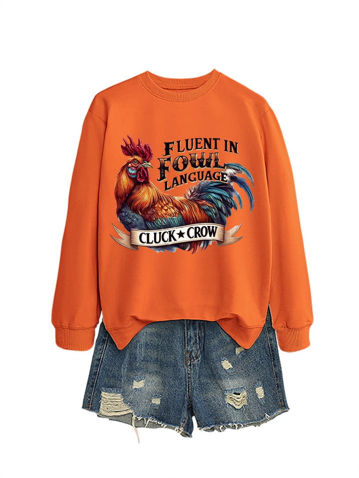 Sweatshirt pour femmes avec un motif humoristique de poulet et une coupe confortable