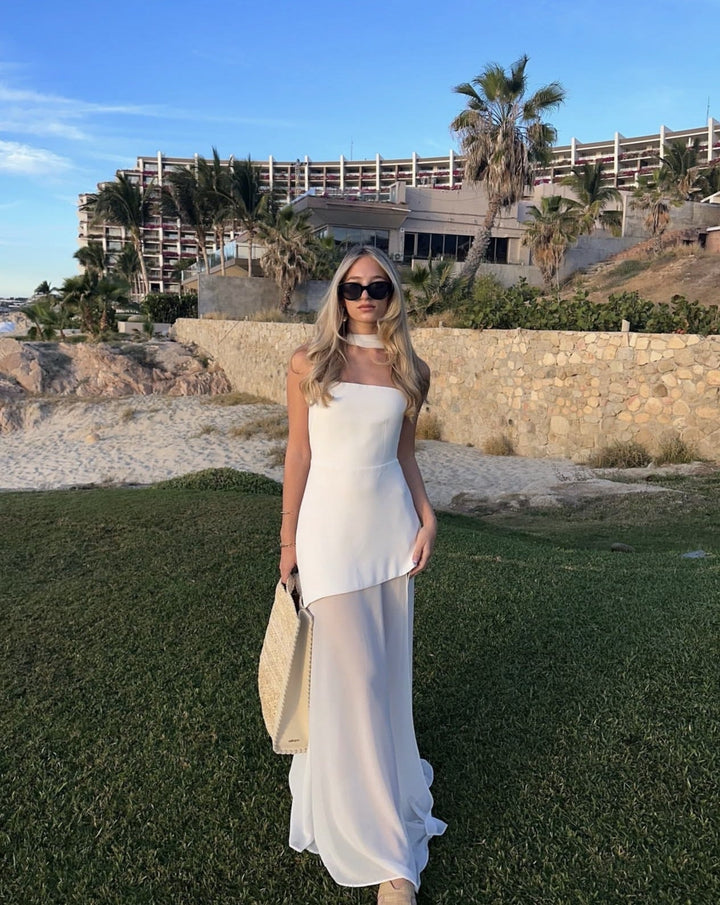 Gigi | Robe de soirée maxi asymétrique sans bretelles