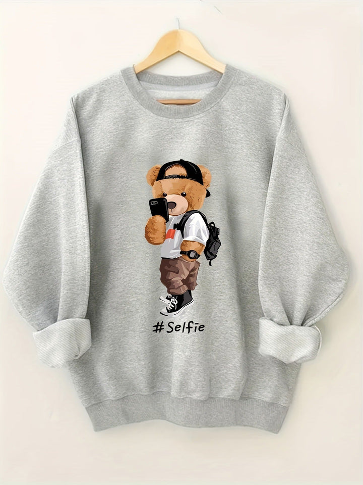 Sweatshirt pour femmes avec design artistique d'ours et coupe décontractée