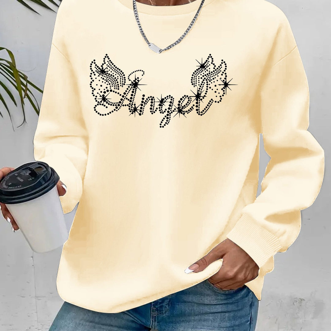 Sweatshirt femme avec impression scintillante et coupe décontractée