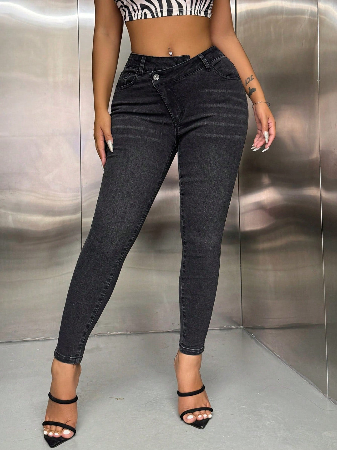 Jeans Skinny Taille Haute Femme