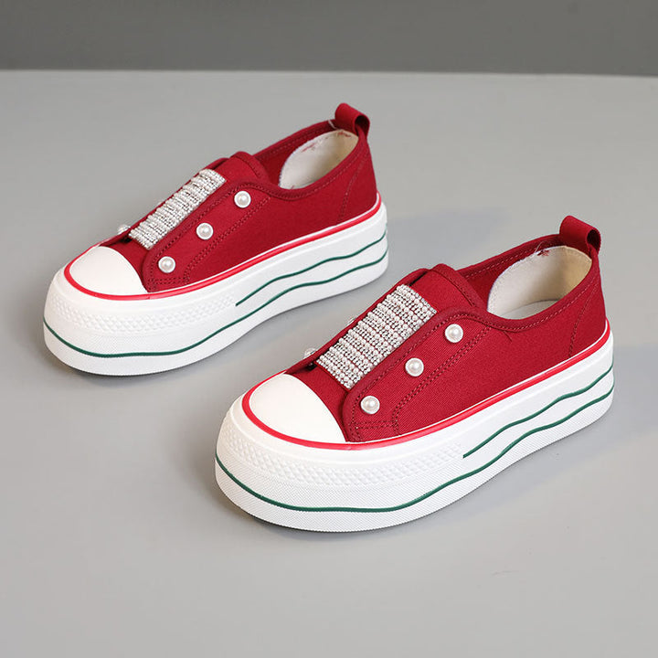 Baskets Slip-On tendance pour femmes avec appliques scintillantes