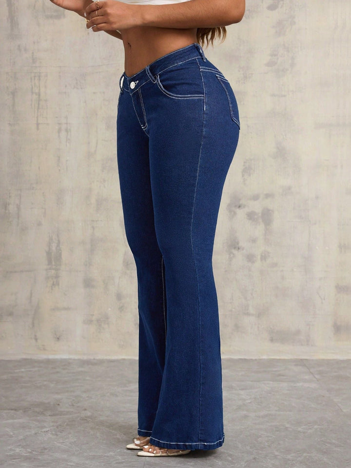 Jeans évasés taille haute pour femmes