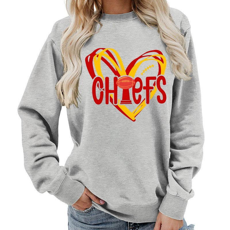 Sweatshirt pour femmes avec motif en cœur et graphiques sportifs créatifs