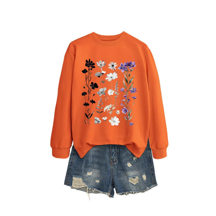 Sweat-shirt pour femmes avec design graphique floral et doublure douce