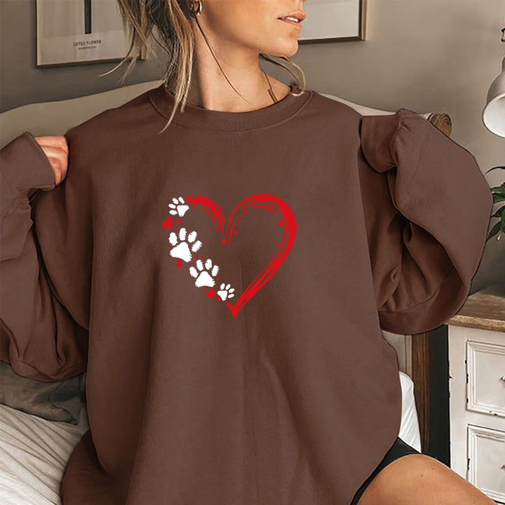 Sweatshirt pour femmes avec design créatif de cœur et de patte