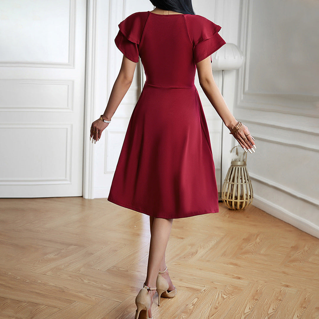 Eleganza™ – Robe midi pour femmes avec décolleté en V pour des occasions élégantes