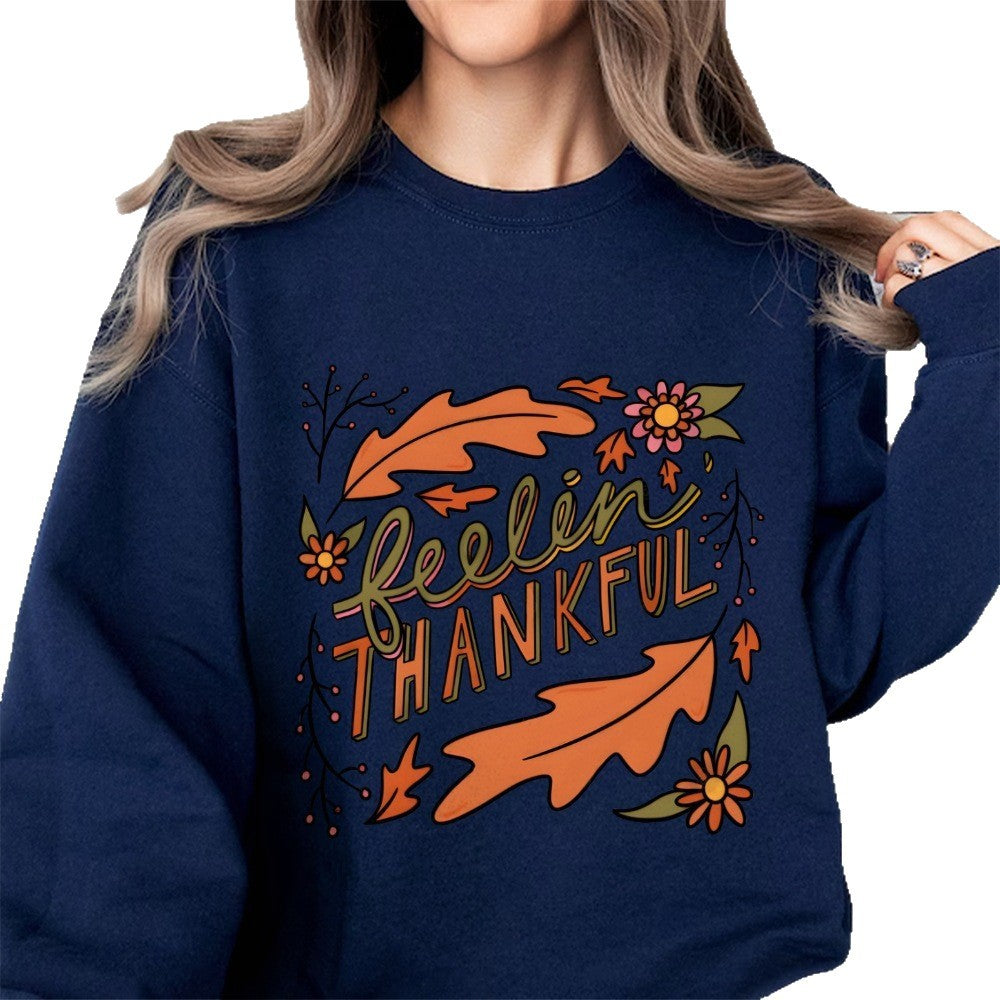 Sweatshirt pour femmes avec motif automnal coloré et inscription inspirante