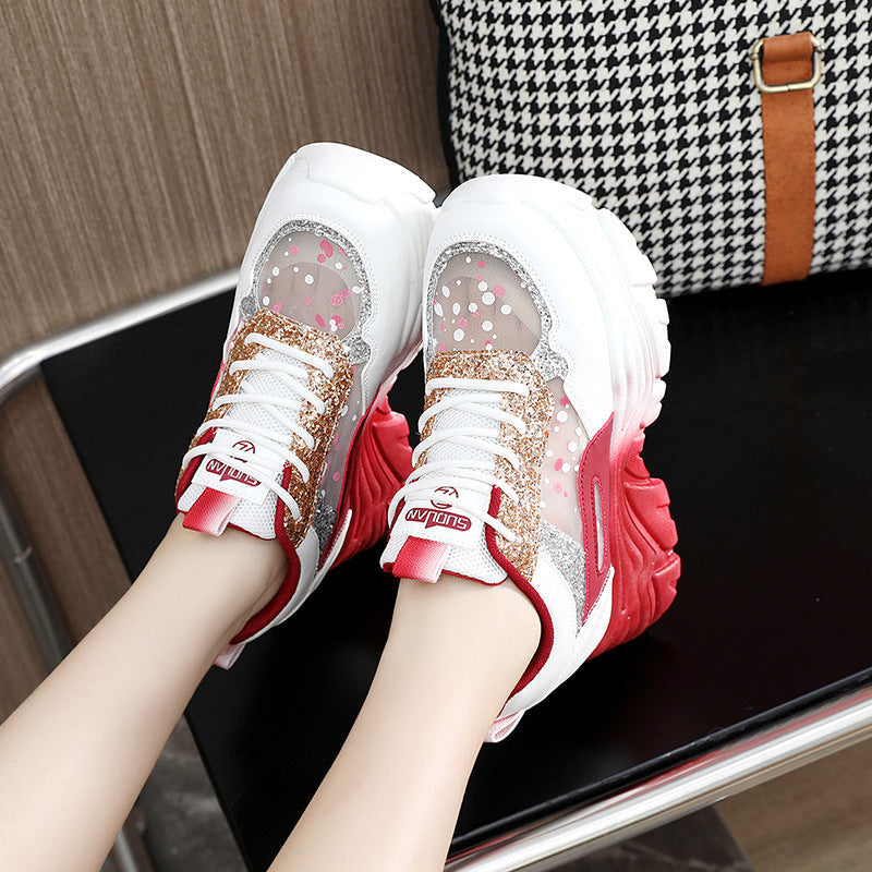 Baskets Chunky mode pour femmes avec accents scintillants et semelle confortable