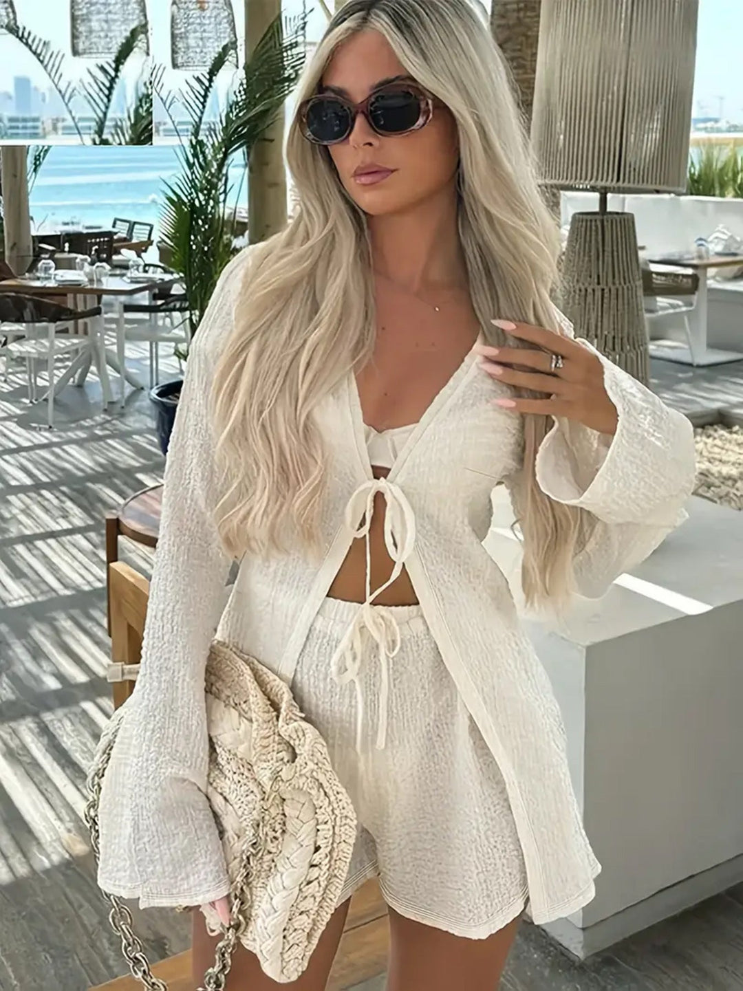 Ensemble tricot femme avec short décontracté et fermeture éclair intégrale