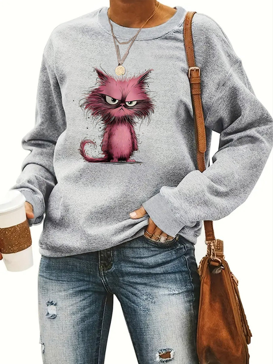 Sweatshirt pour femmes avec motif créatif de chat