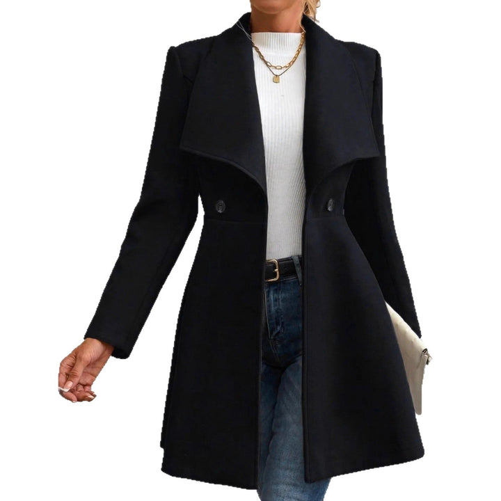 Manteau en laine élégant pour femmes avec revers à la mode et double boutonnage