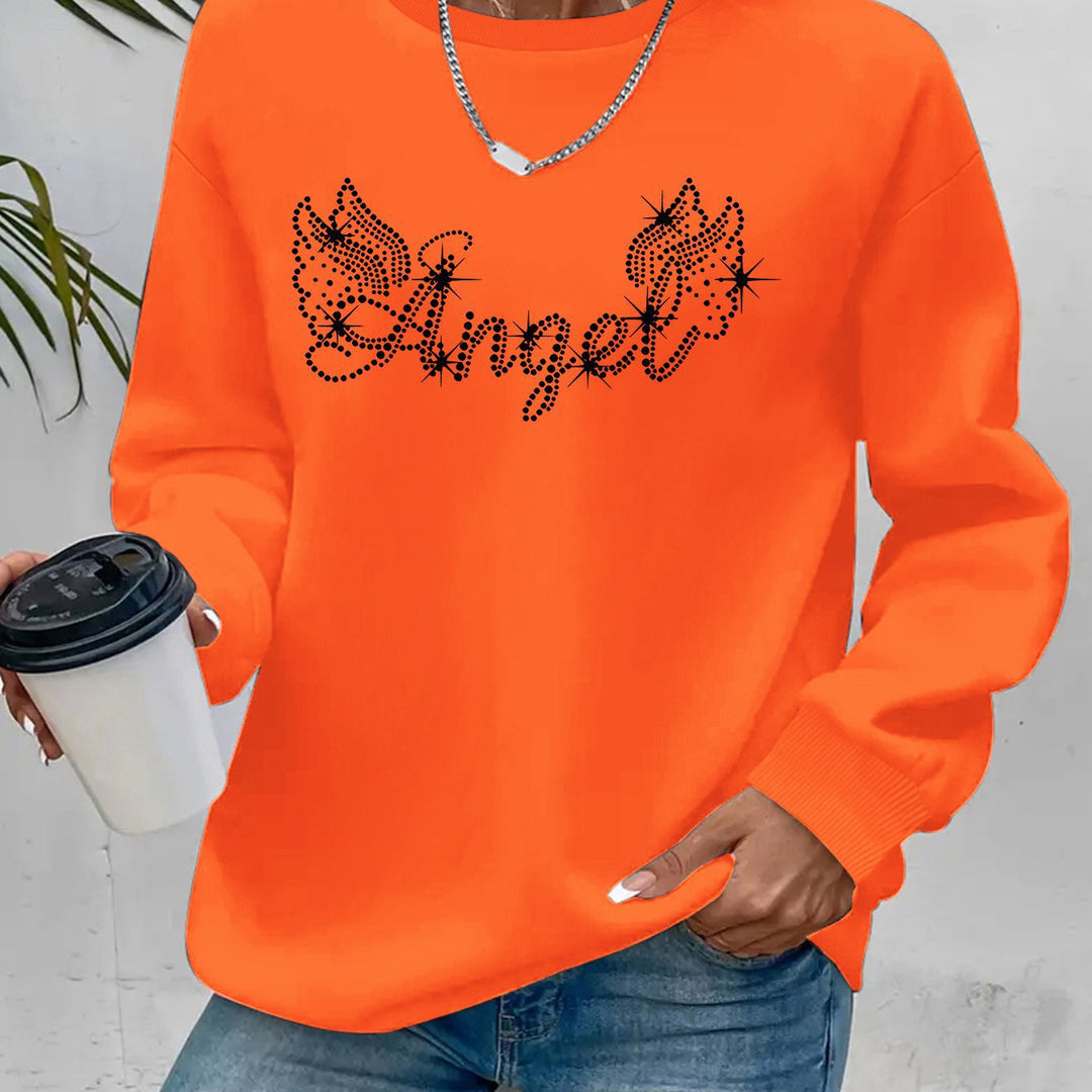 Sweatshirt femme avec impression scintillante et coupe décontractée