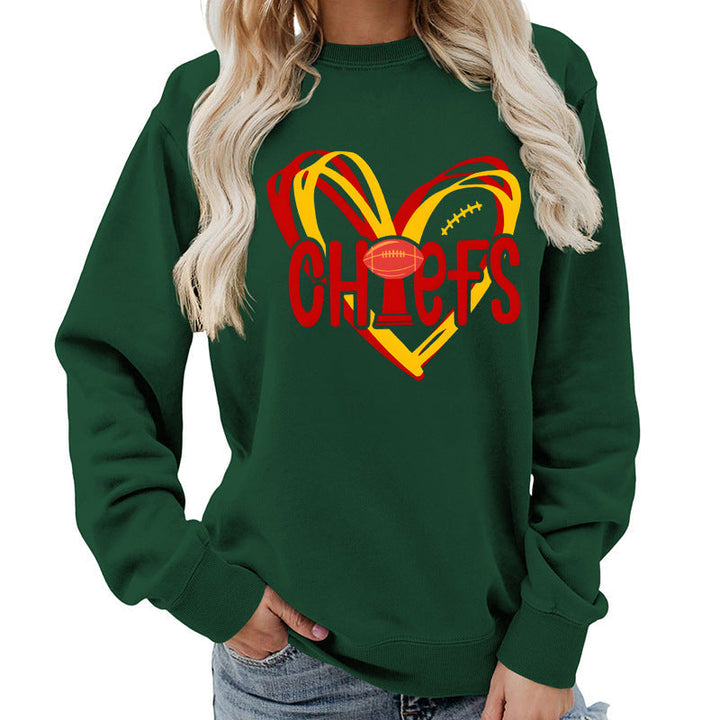 Sweatshirt pour femmes avec motif en cœur et graphiques sportifs créatifs