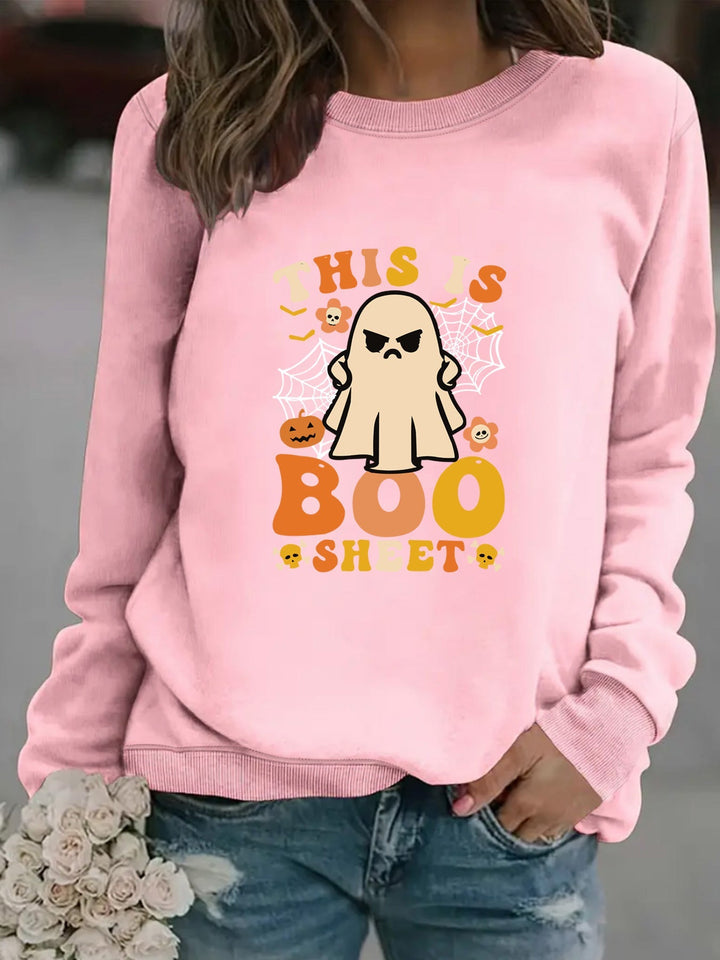 Sweatshirt pour femmes avec impression de fantôme automnal et coupe décontractée
