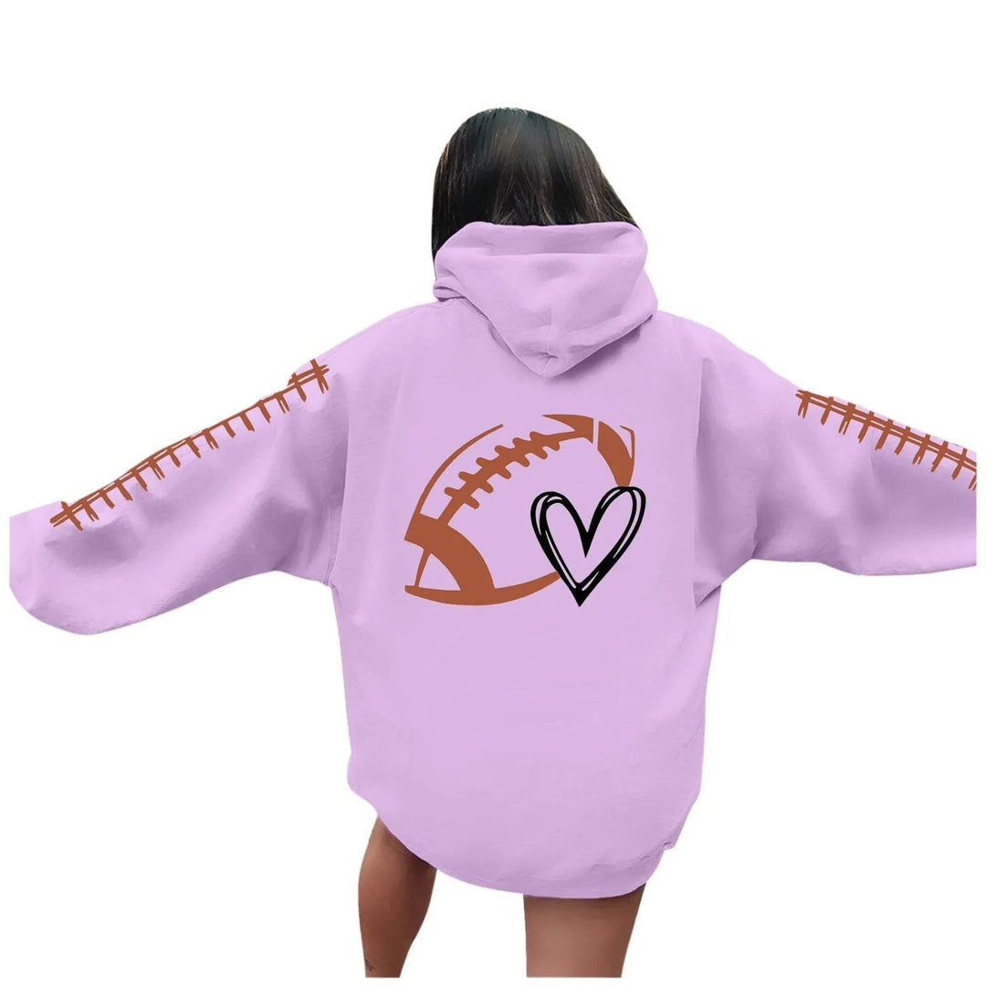 Sweat à capuche pour femmes avec motif football créatif et coupe décontractée