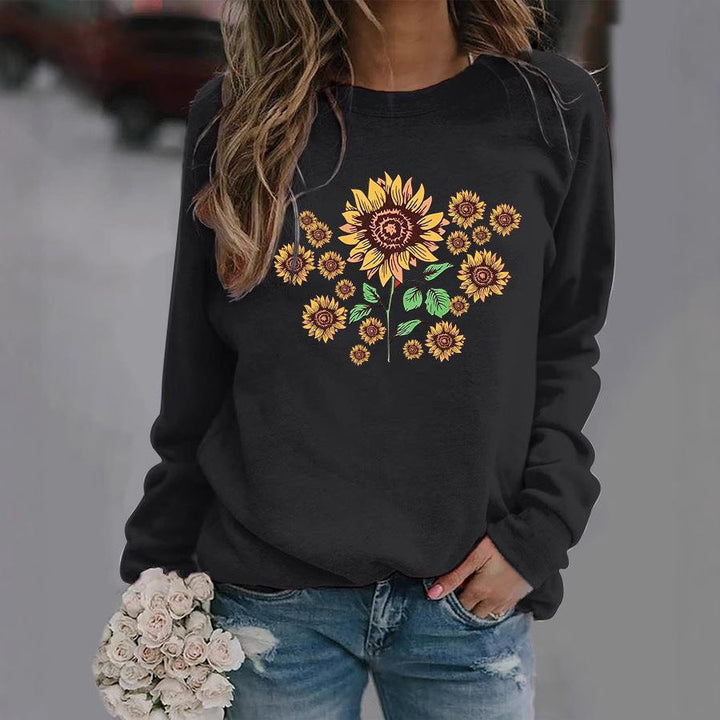 Sweatshirt pour femmes avec motif floral de tournesol et coupe confortable