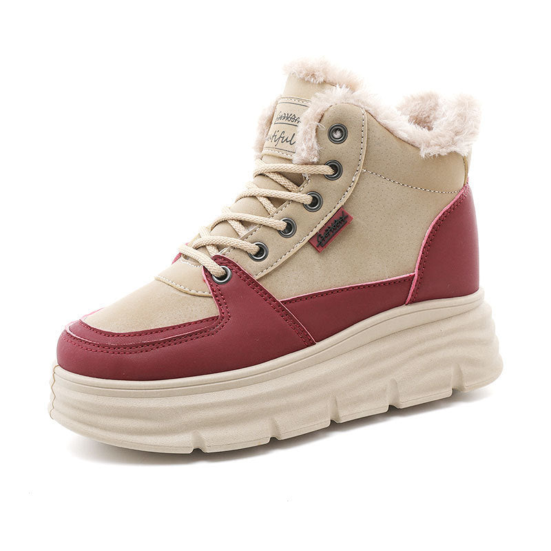 Baskets d'hiver pour femmes avec doublure douce et semelle plateforme tendance