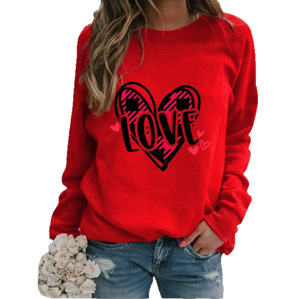 Sweatshirt femme avec design de cœur créatif et coupe décontractée