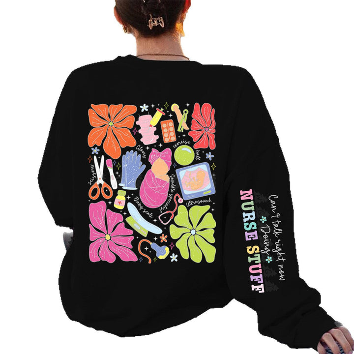 Sweatshirt pour femmes avec design graphique coloré et motif original sur les soins
