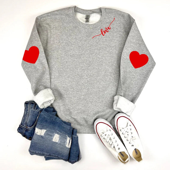 Sweat-shirt pour femmes avec design de cœurs et coupe décontractée