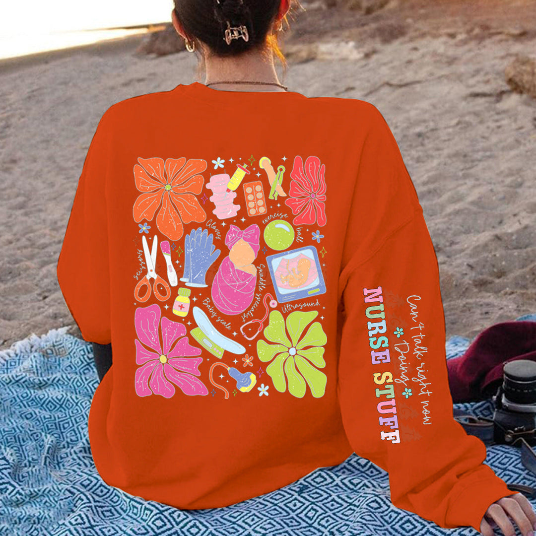 Sweatshirt pour femmes avec design graphique coloré et motif original sur les soins