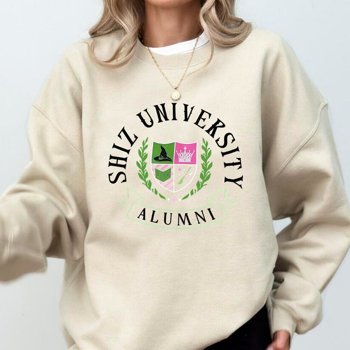 Sweatshirt Oversized Femme avec Emblème Universitaire et Coupe Décontractée