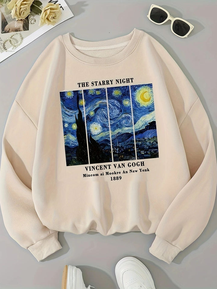 Sweatshirt pour femmes avec motif artistique de Van Gogh et impression moderne