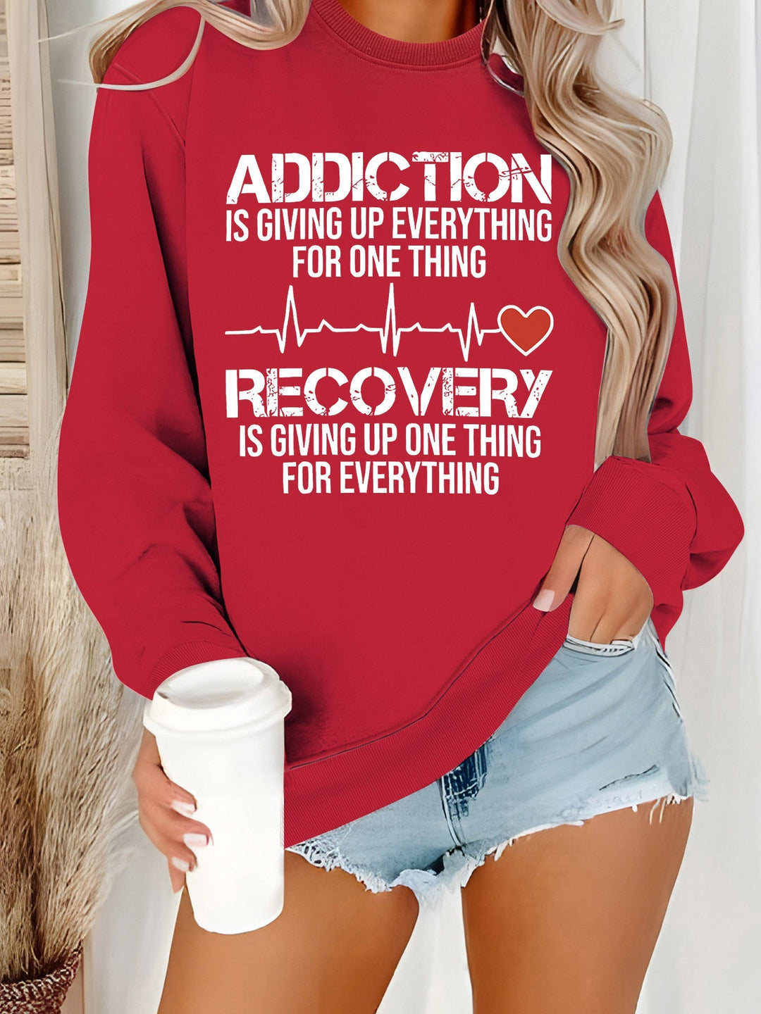 Sweatshirt pour femmes avec impression inspirante et coupe décontractée