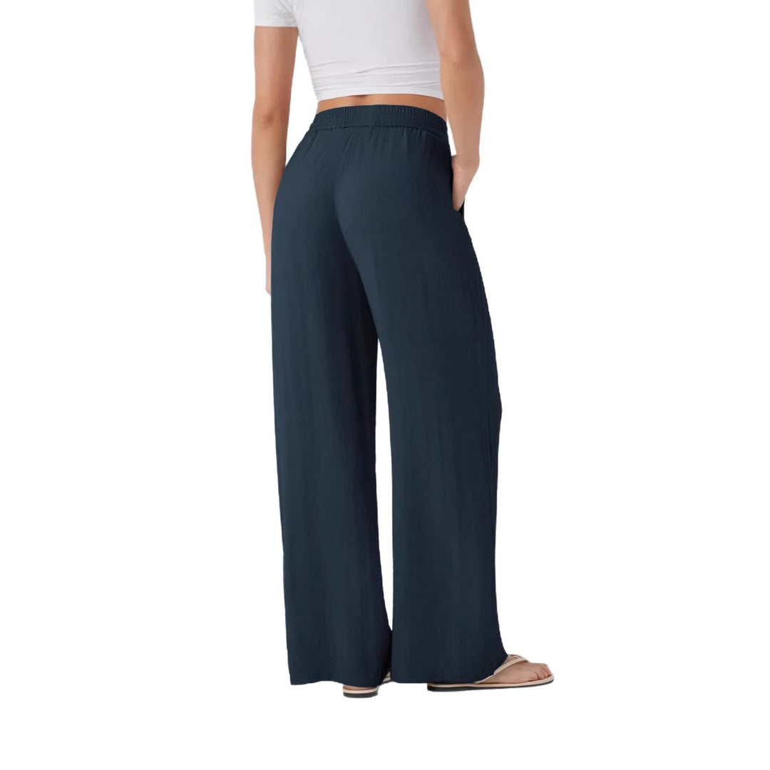 Pantalon Palazzo large pour femmes avec taille élastique et poches pratiques