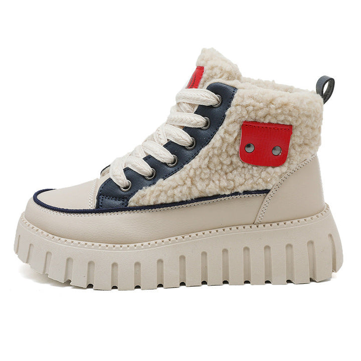 Baskets montantes d'hiver pour femmes avec doublure douillette et accents tendance