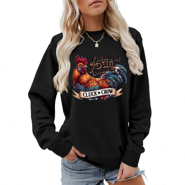 Sweatshirt pour femmes avec un motif humoristique de poulet et une coupe confortable